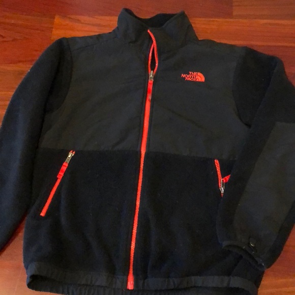 north face orange black jacket